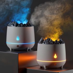 1Pc Flaming Mountain Aromatherapy Machine Humidifier Home Large Fog Volume 400mL Creative Aromatherapy Machine Ultrasonic Simulated Volcano Humid (Color: Black)