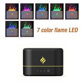 1pc Simulation Flame Ultrasonic Humidifier; Aromatherapy Diffuser; 7 Colors Lighting Diffuser; USB Free Filter Essential Oil Diffuser Air Freshen (Color: Black)