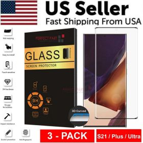 3 PACK - For Samsung Galaxy S21 PLUS ULTRA Tempered Glass Screen Protector Clear (Model: For Samsung Galaxy S21 Ultra)