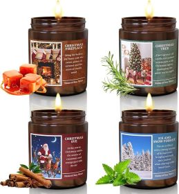 Christmas Scenes Candle Set Gifts- Perfect for Home Decor Holiday Scented Candles, 4 Pack Soy Candles for Men and Women (Color: White)