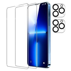 2Pcs HD Clear Screen Protectors 2Pcs Camera Len Protectors Tempered Glass Film Full Coverage Screen Protector Set (Compatible IOS Phone Series: 12Max)